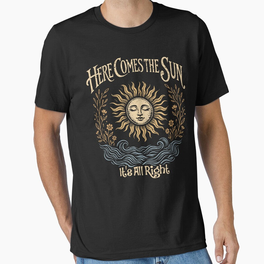 Here Comes The Sun It's All Right Vintage Sun Art by Lyotirum