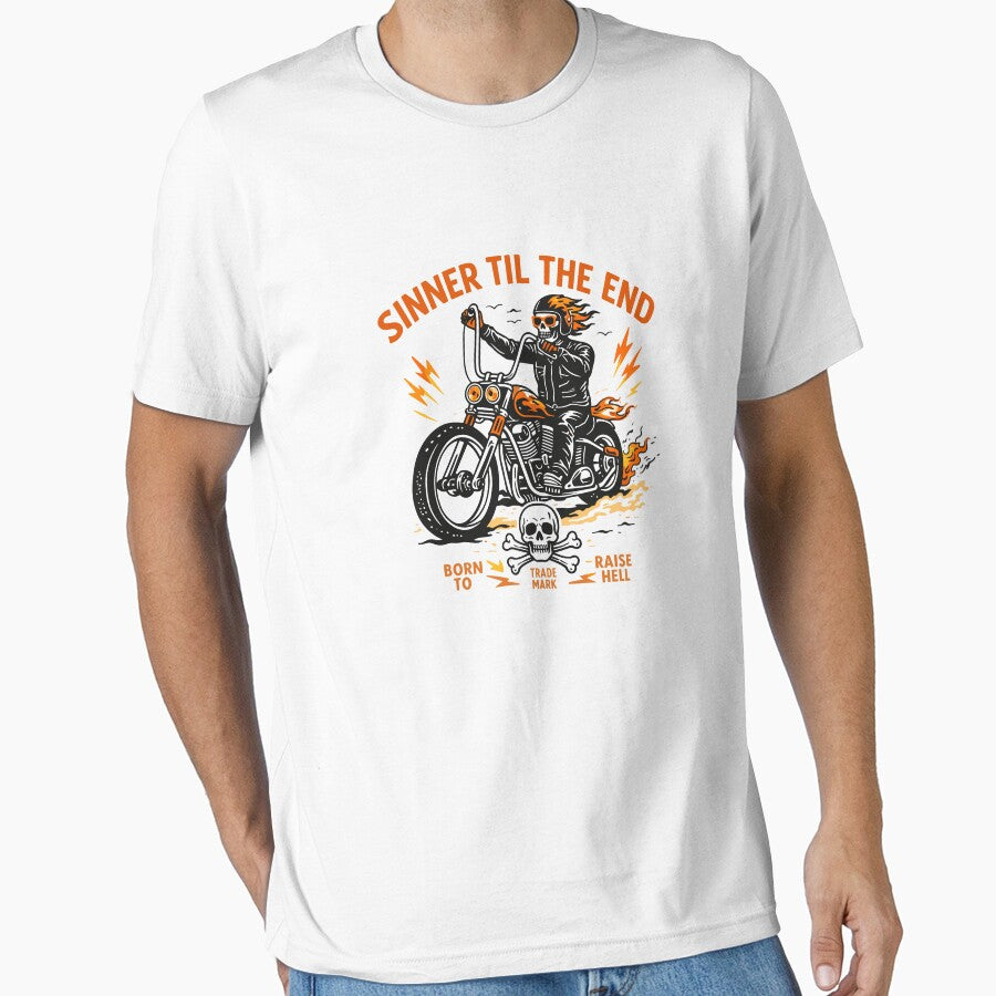Motorcycle Biker Skull T-Shirt by Matinez Pink