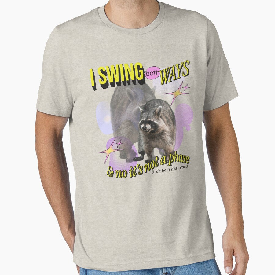 Bisexual Raccoon ironic 90s cursed novelty shirt by DisgustangCO