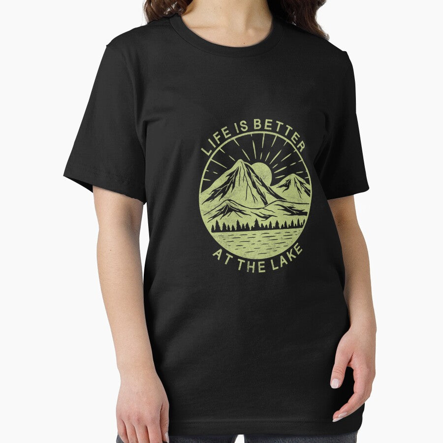 Life Is Better At The Lake Nature Mountains Trees Outdoor Premium by IsabellaUphaus