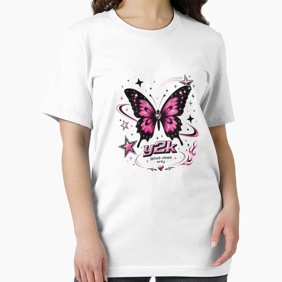 Y2K Butterfly Aesthetic Sticker Pink Star Retro 2000s Cute Trendy Laptop Decal by EverMuse_0_0