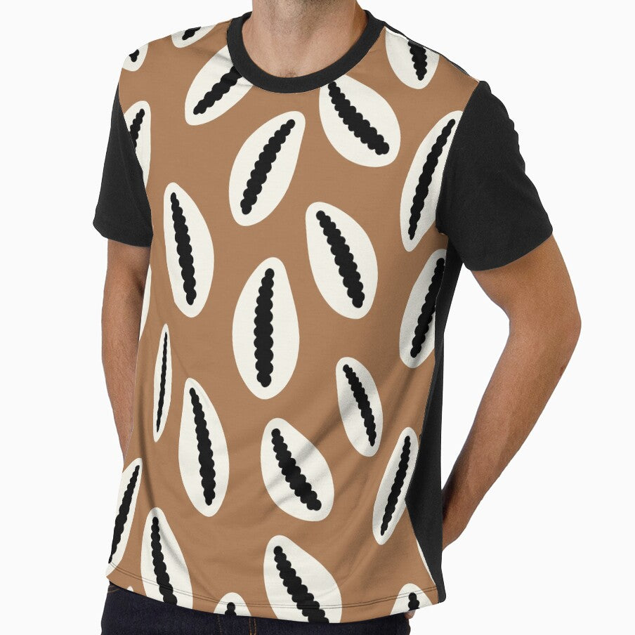 Tribal Cowrie Shell Pattern - Earthy Brown Boho Coastal Design by Cannaxes Ink