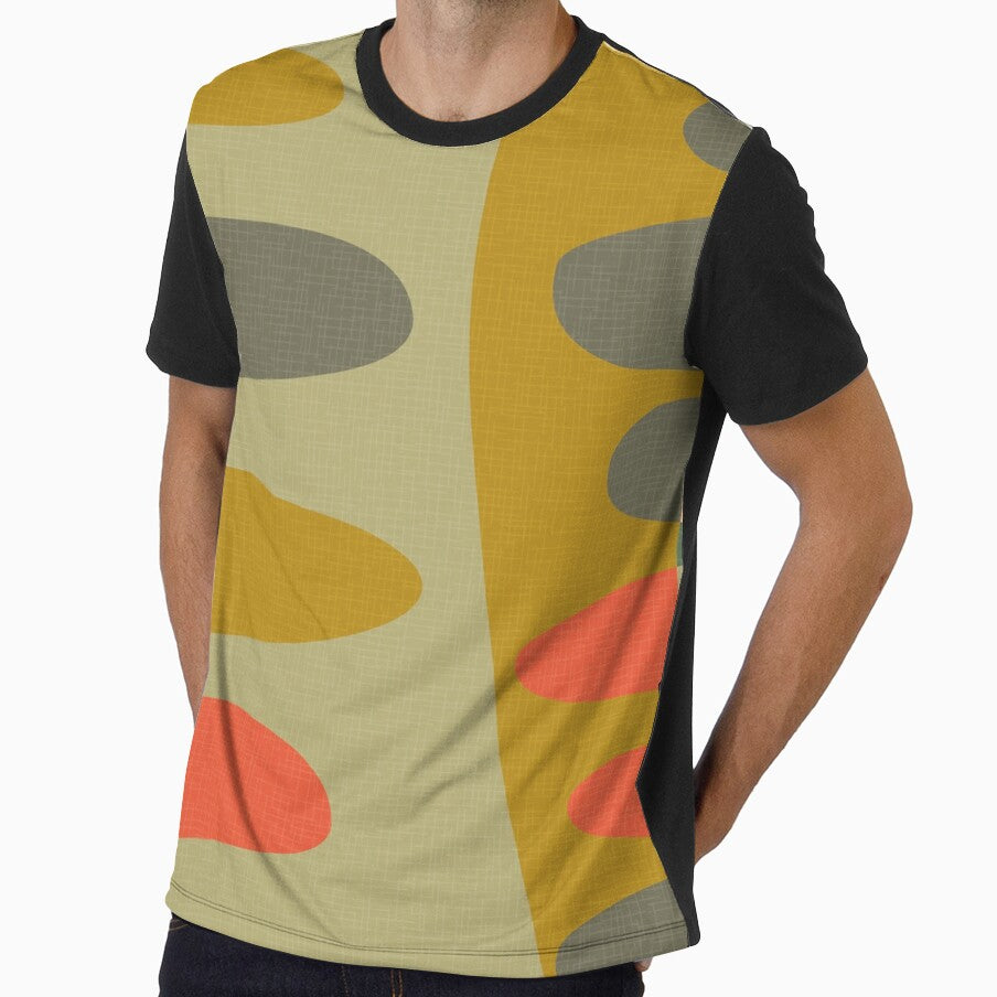 MCM abstract shapes - shades of green and orange by JMgraphic