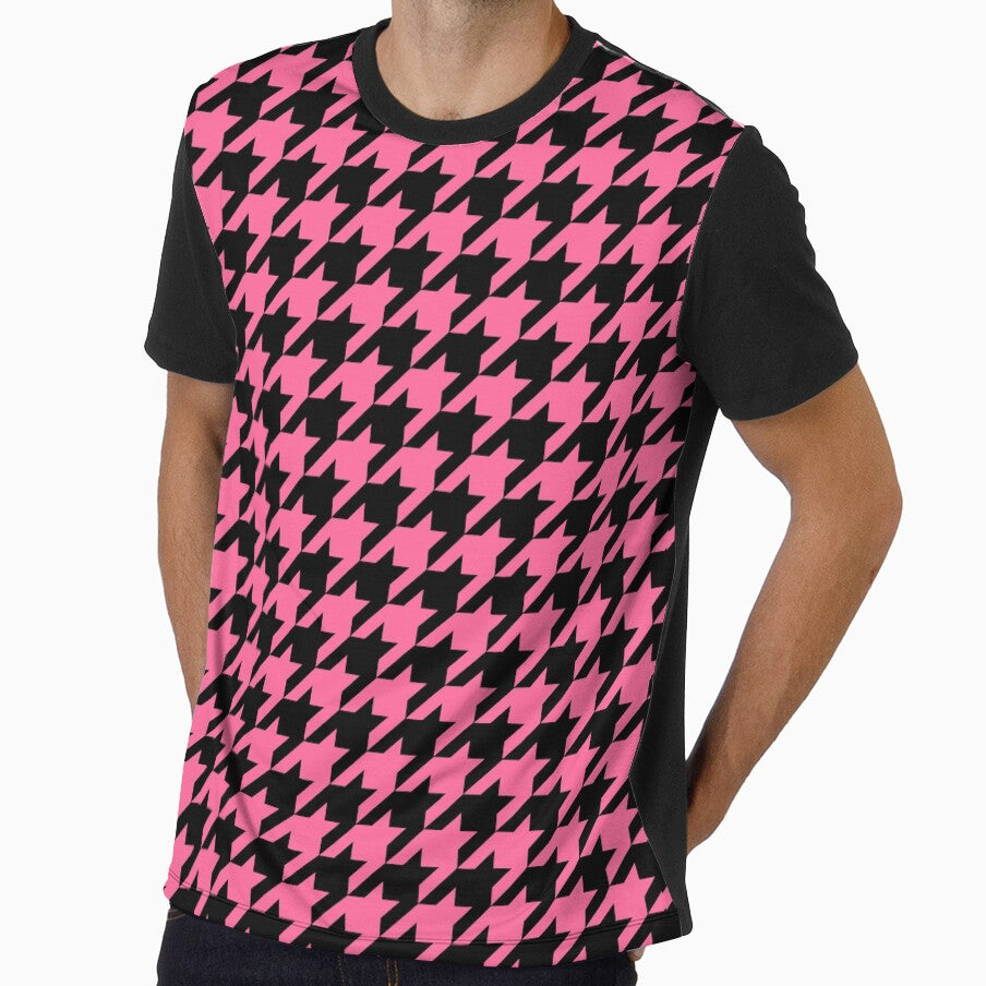 Pink Black Houndstooth Pattern Design by PatternTitan