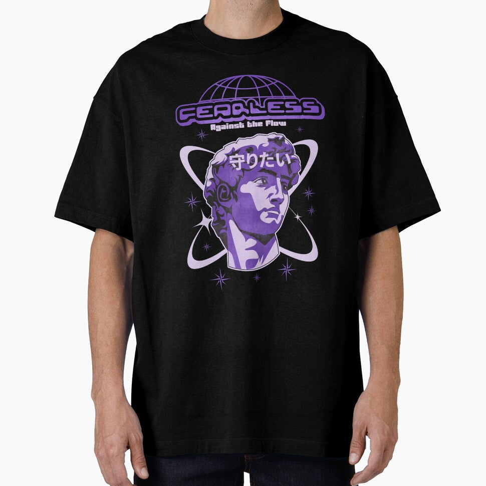 Fearless Against the Flow Y2K Black Japanese Streetwear Tee by SilkPajamas