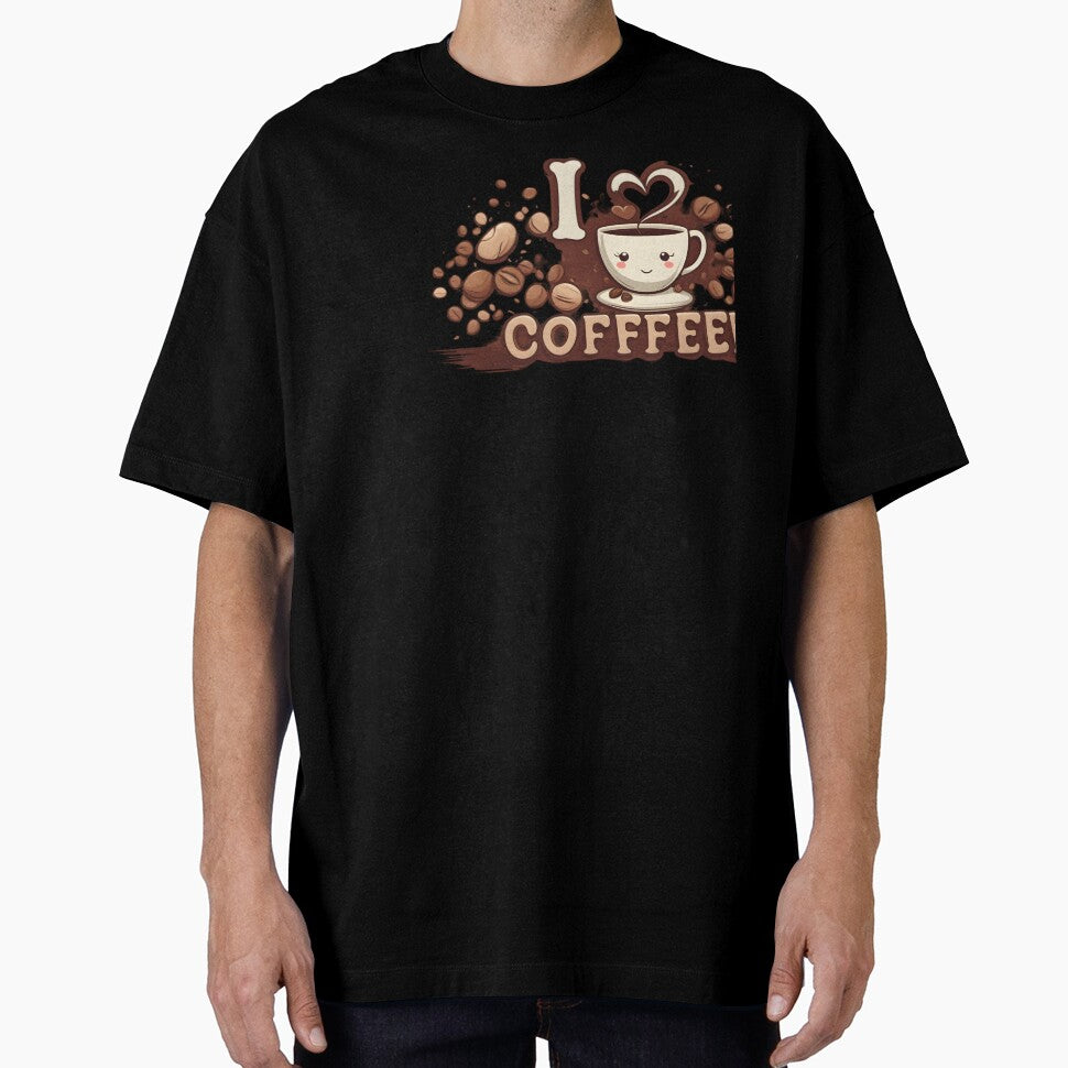 I Love Coffee Cute Cup and Beans Illustration by DZ-Merch