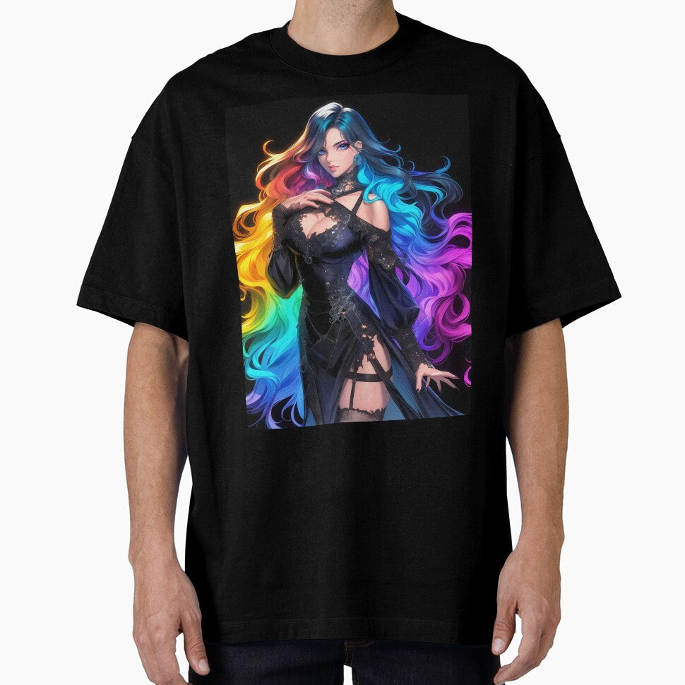 rainbow anime girl by CursedbyLilith