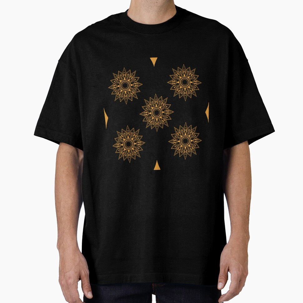 Flower patterns gold on black by Chaoticzarts