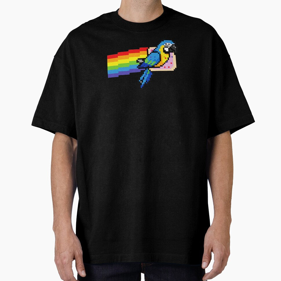 Pixel Rainbow Bird Retro 8 Bit Flying Parrot by JEFDodsonArt
