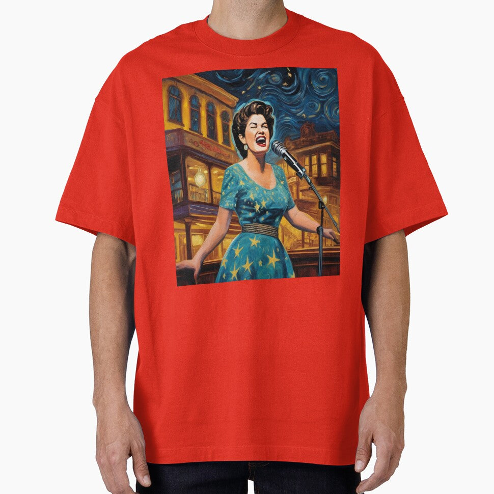 "Vintage Visions: Patsy Cline's Serenade Under Neon Stars" by Artisticanvas