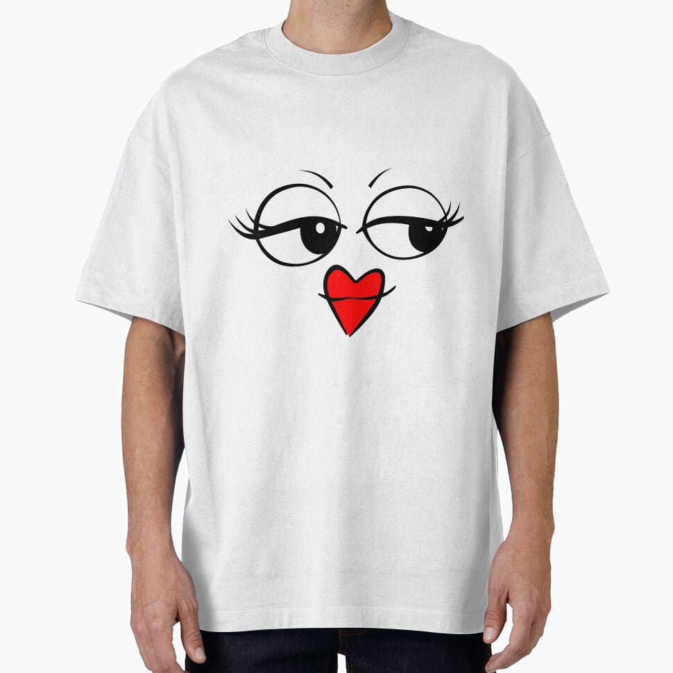Love Heart lips Face with Lipstick & Eyelashes by whytealistair
