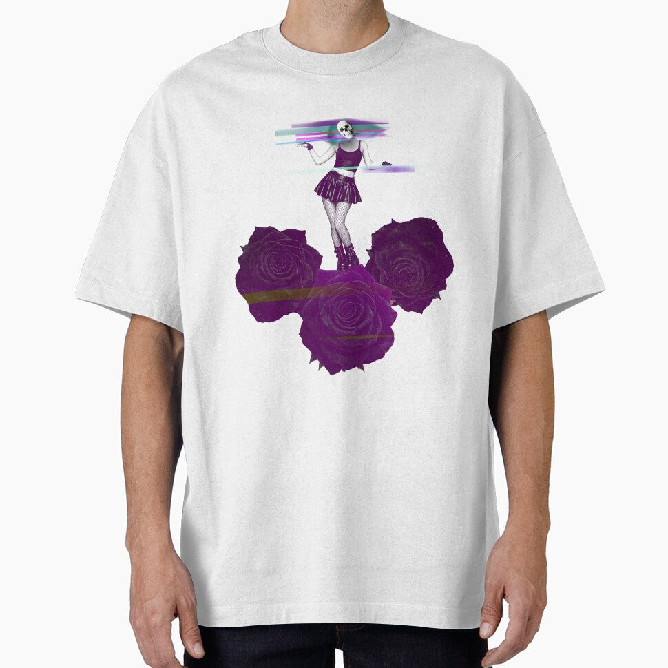 Gothic Glitch Girl With Black Roses by Glitch Ink