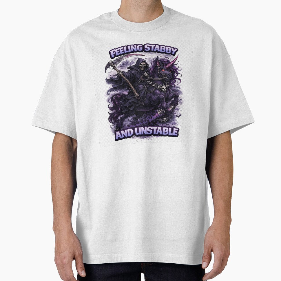 Feeling Stabby and Unstable – Grim Reaper Unicorn Dark Humor Gothic Design by InkedRebel