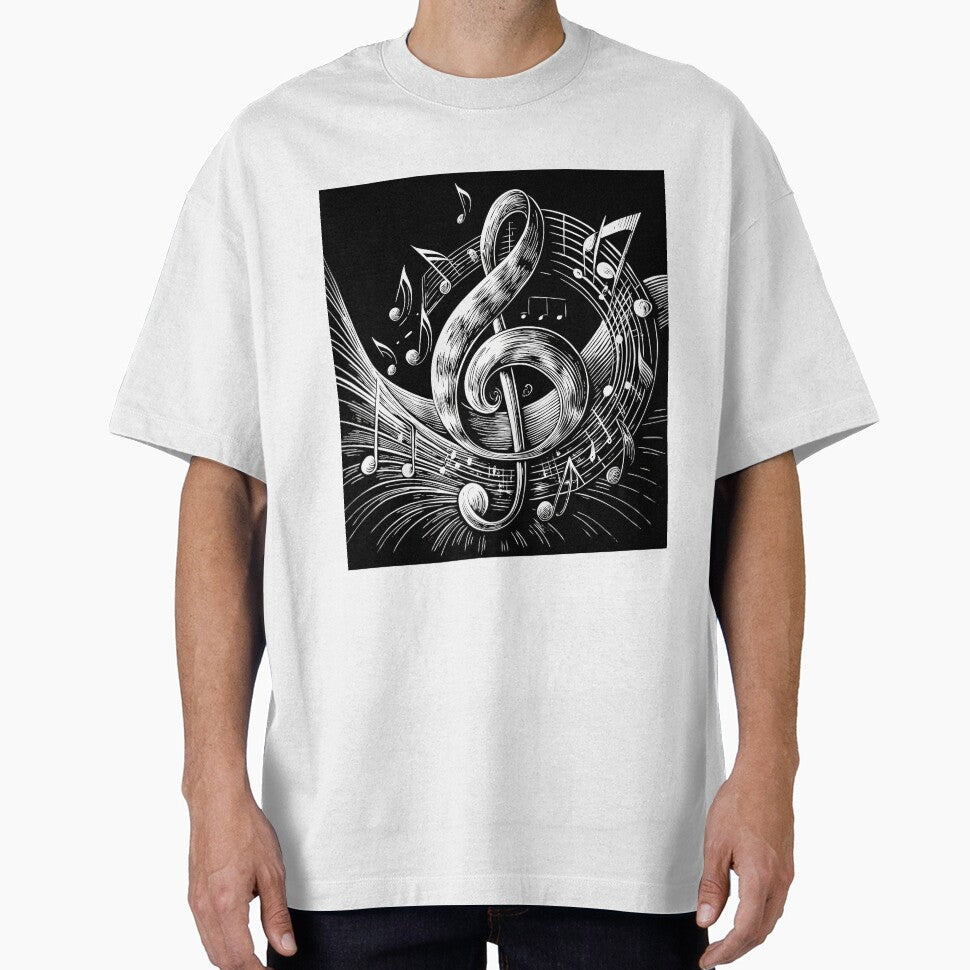 Black White Musical Notes Motion Music Vibes Ink by ART ATTACK ZONE