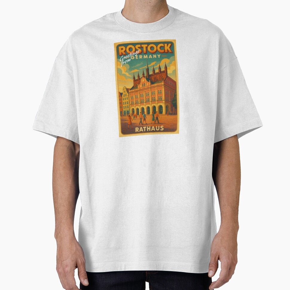 Greetings from ROSTOCK - TOWN HALL - Retro Vintage Design by Earth Celebration Designs