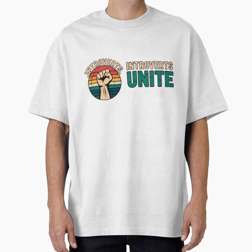 FUNNY QUOTES Introverts Unite – Vintage Fist Retro Introvert Statement Design by C3J7