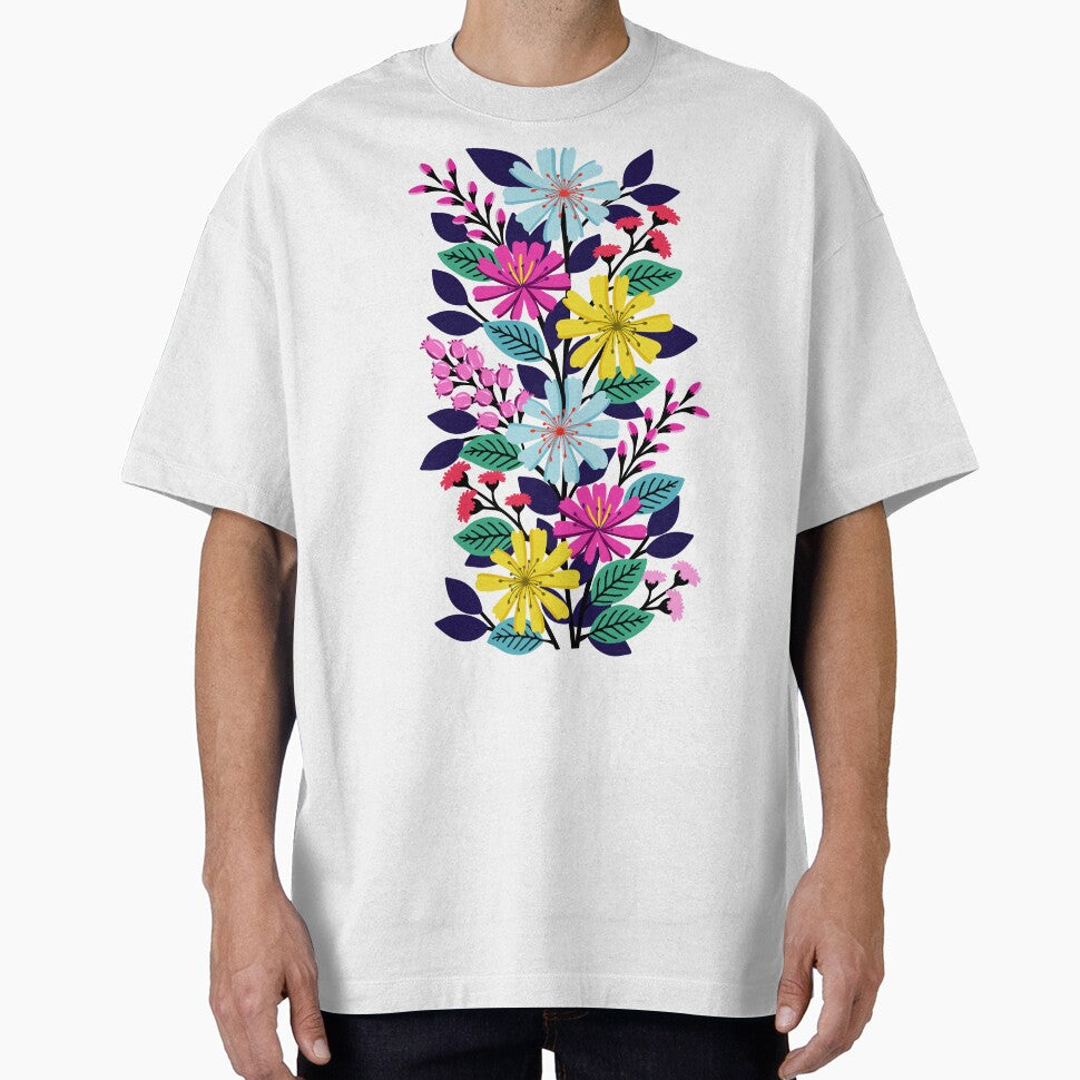 Boho climbing flowers in vibrant colors by Jennifer Ladd