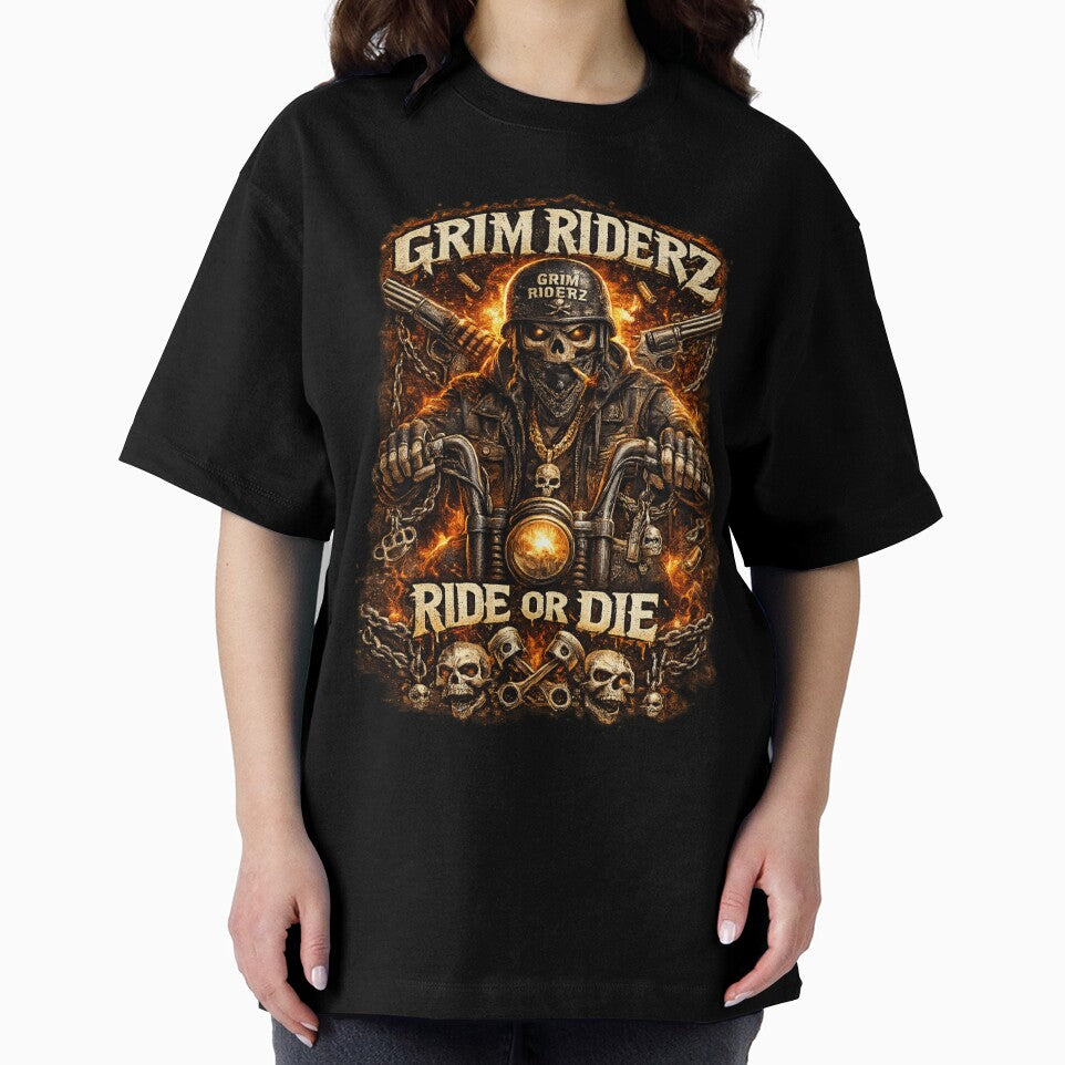 Grim Riderz Ride or Die Biker Skull Art by Med-th-ewolf