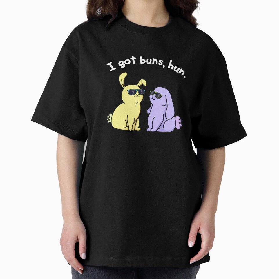 I Got Buns Hun Funny Bunny Rabbit Pun (Dark BG) by punnybone