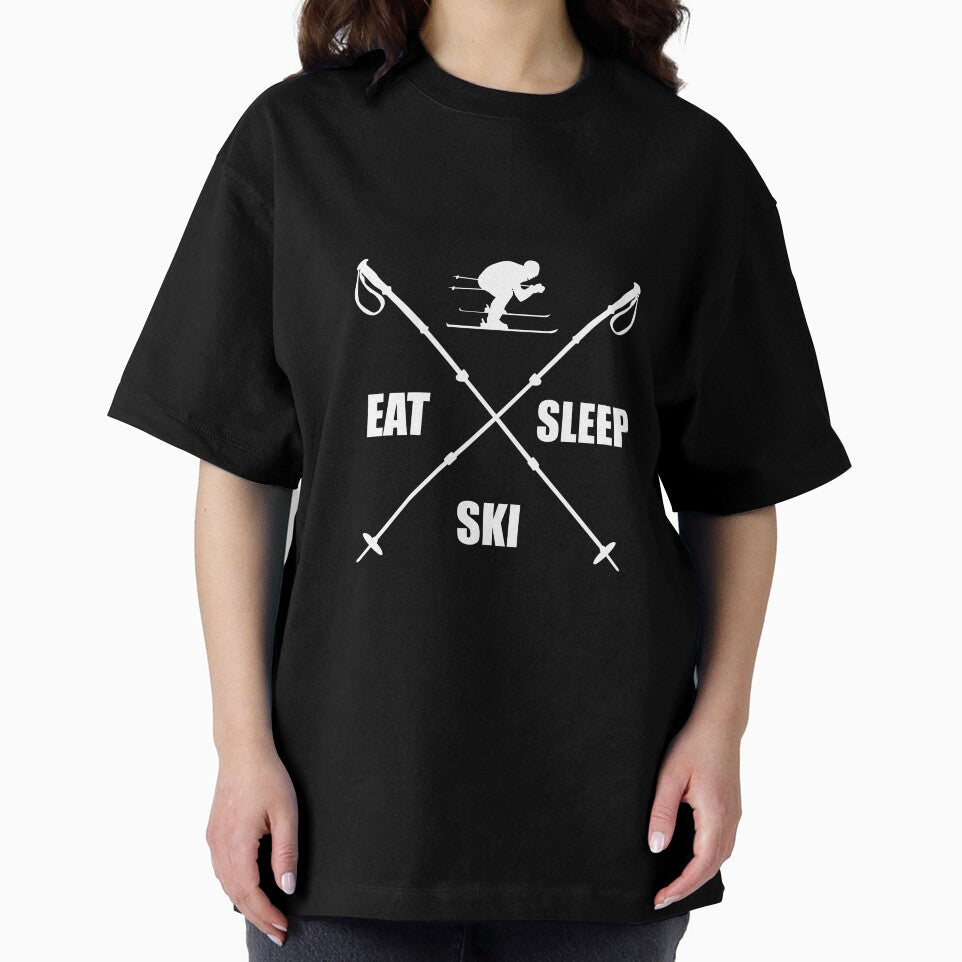 Eat Sleep Ski T-Shirt Gift For Winter Vacations by Manisma Road