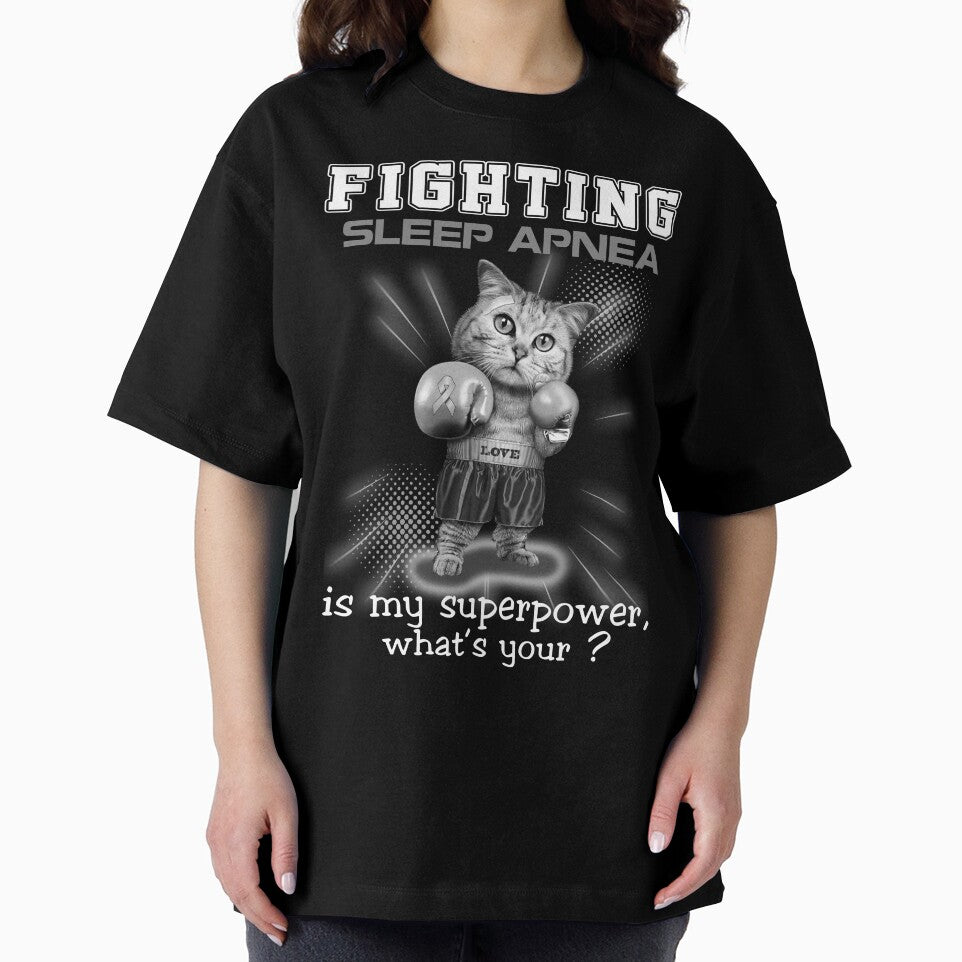 Funny Cat Fighting Sleep Apnea Is My Superpower What's Your by Kohend