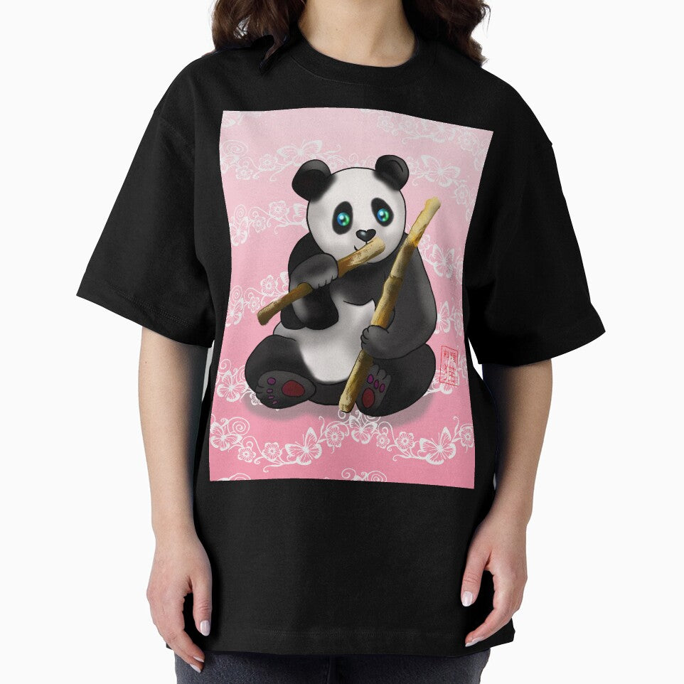 cartoon panda with bamboo stalk by BeingNow