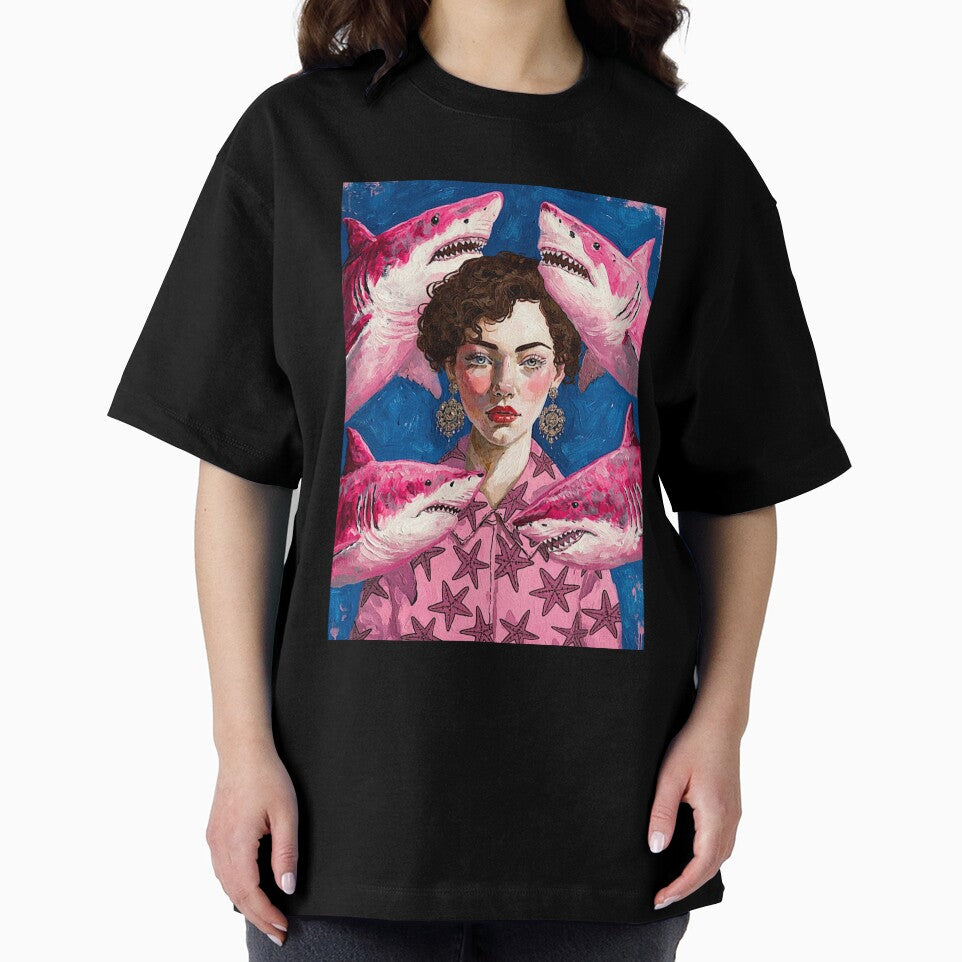 Girl surrounded by Pink sharks by PascoalSimoes