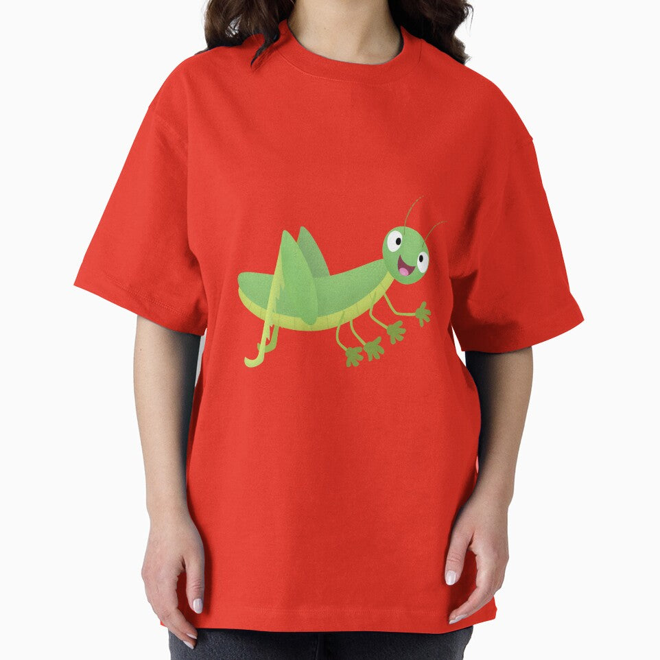 Cute green happy grasshopper cartoon by FrogFactory