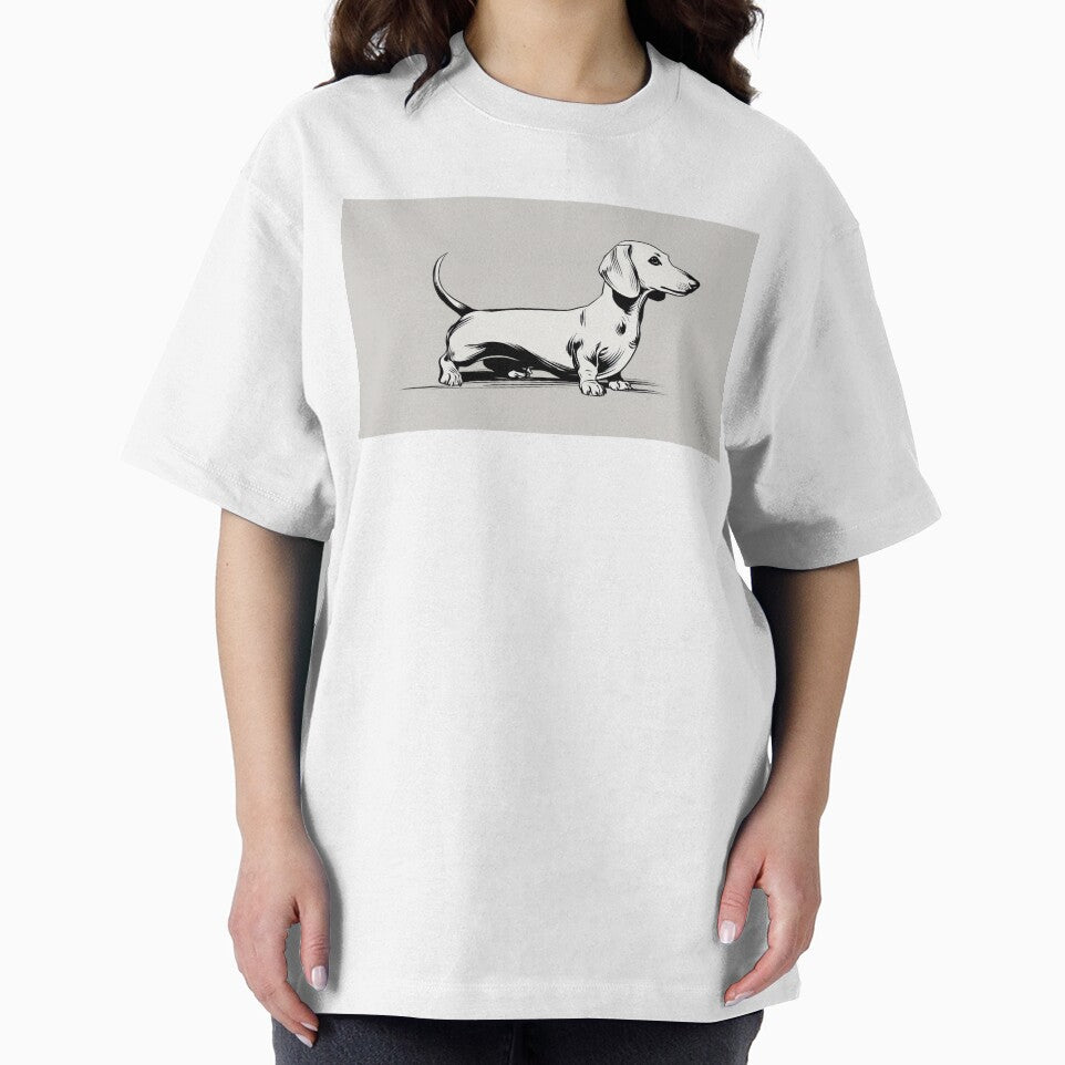 Dachshund stands on a plain surface by anytka