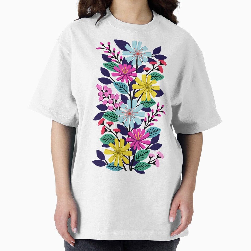 Boho climbing flowers in vibrant colors by Jennifer Ladd