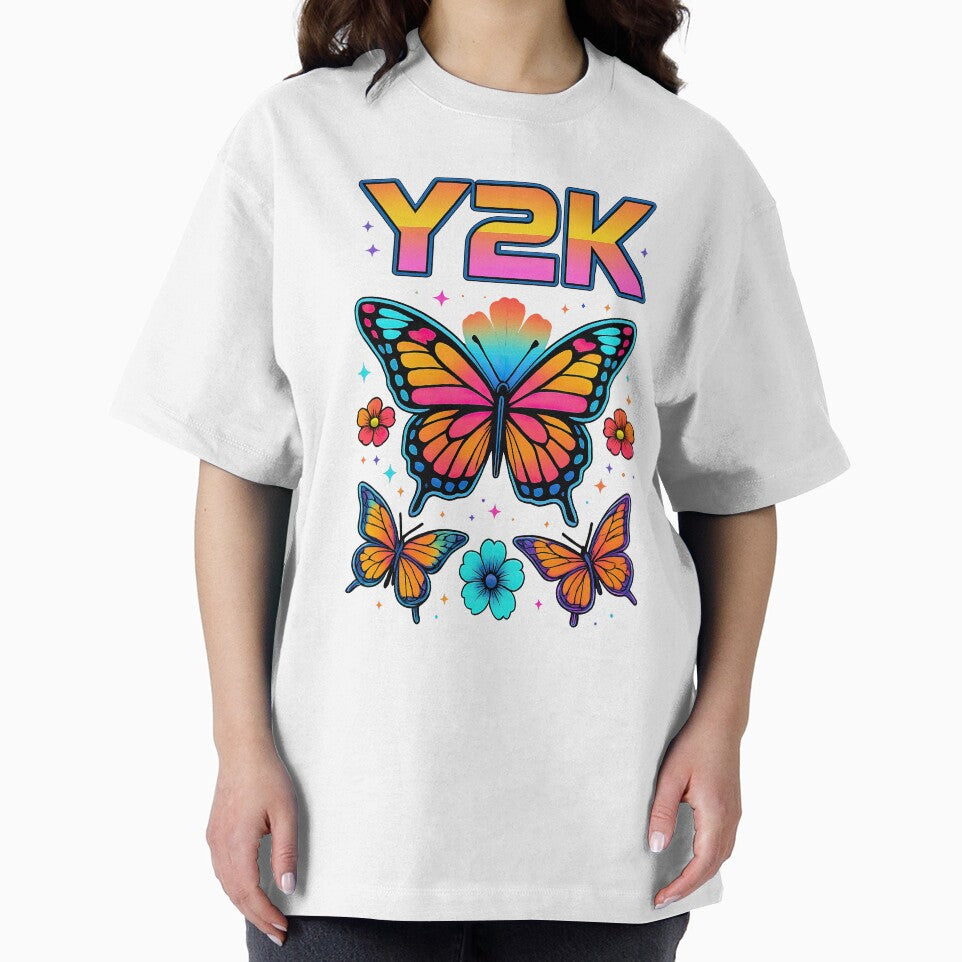 Y2K Butterfly Rainbow Aesthetic | Retro Neon Butterflies Graphic by RedCatTat