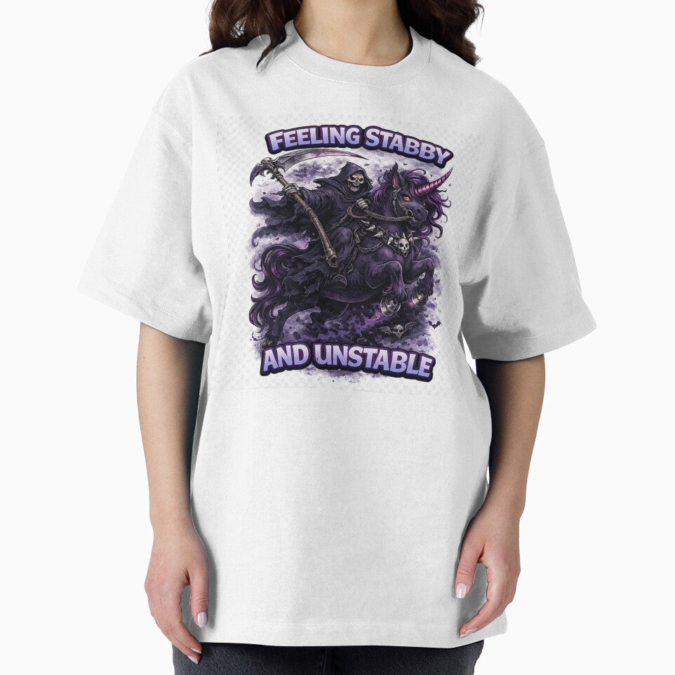 Feeling Stabby and Unstable – Grim Reaper Unicorn Dark Humor Gothic Design by InkedRebel