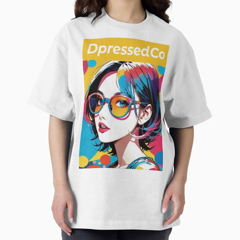 Pop Art Girl with Colorful Hair & Sunglasses – Vibrant Aesthetic Streetwear Design by DpressedCo