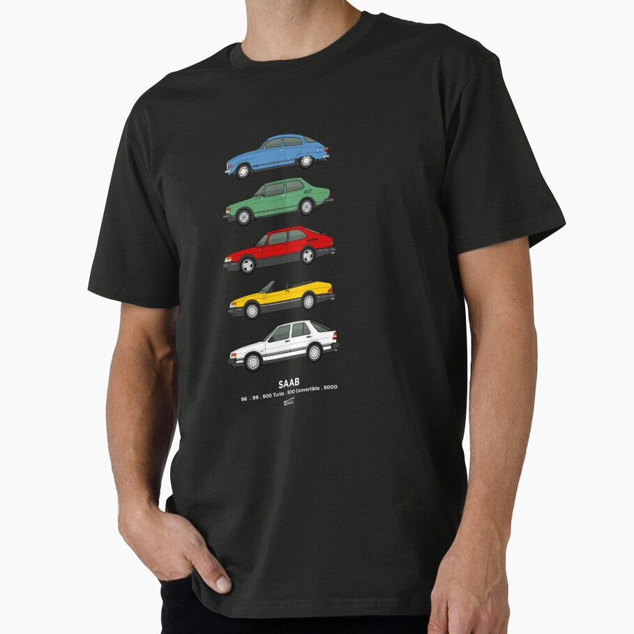 Saab Classic Car Outline Illustration by RJWautographics