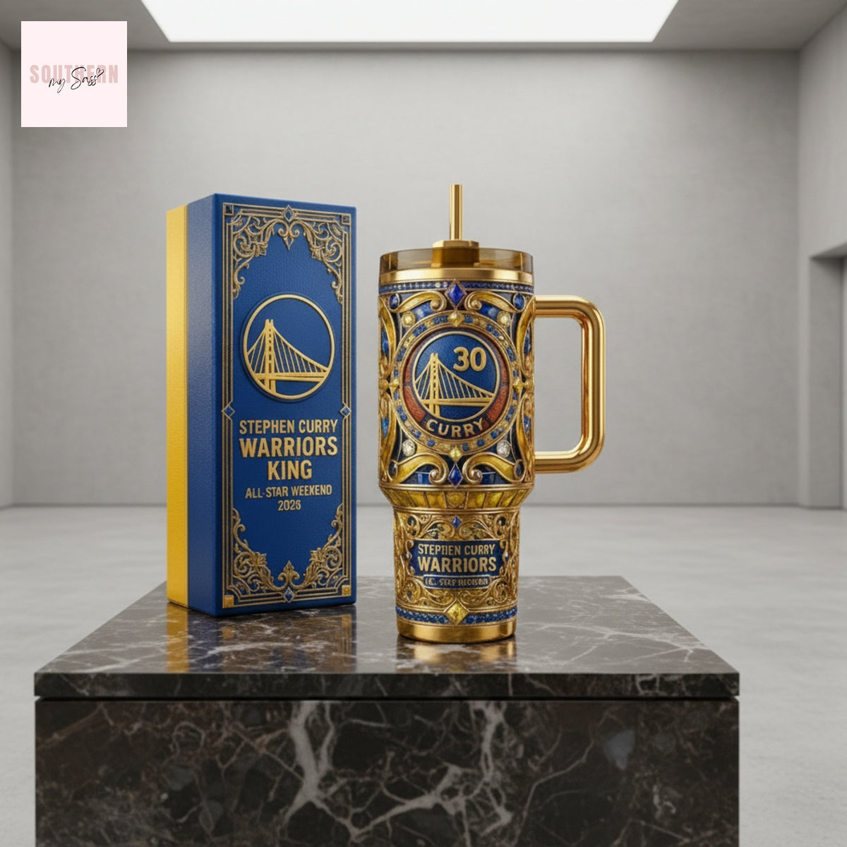 Stephen Curry Warriors All-Star Weekend 2026 Ornate Design Tumbler