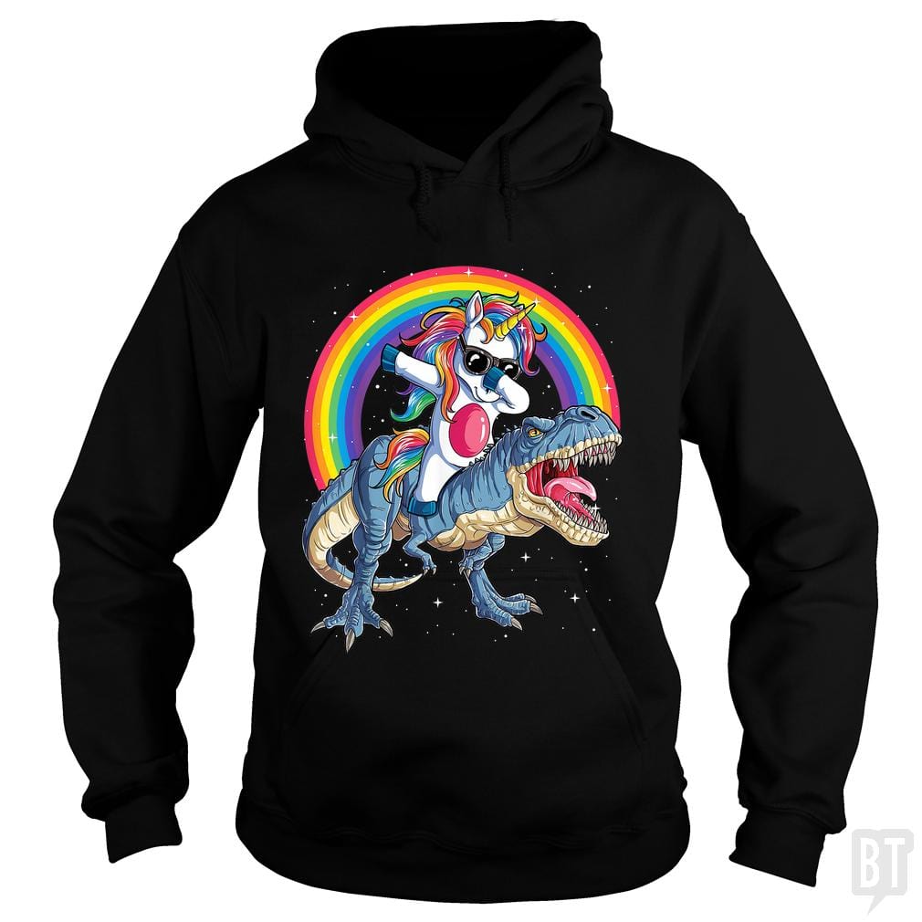 Dabbing Unicorn Riding Dinosaur Hoodie