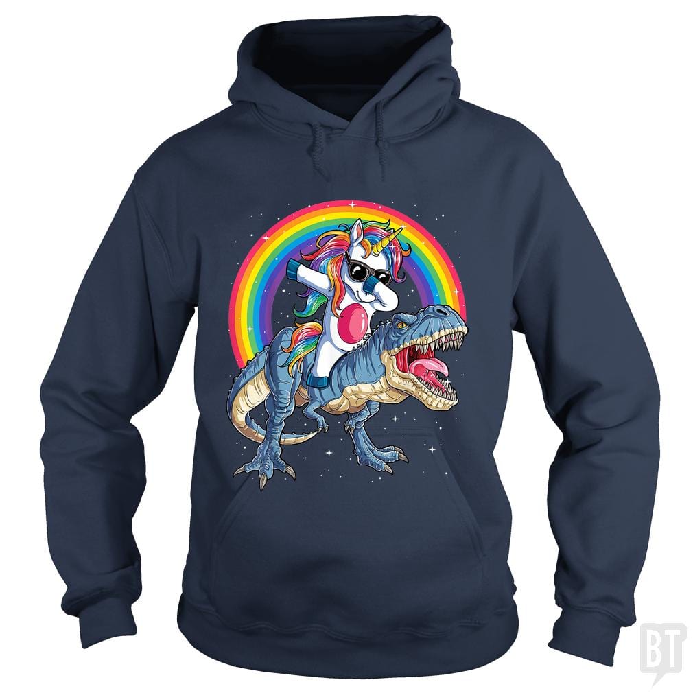 Dabbing Unicorn Riding Dinosaur Hoodie