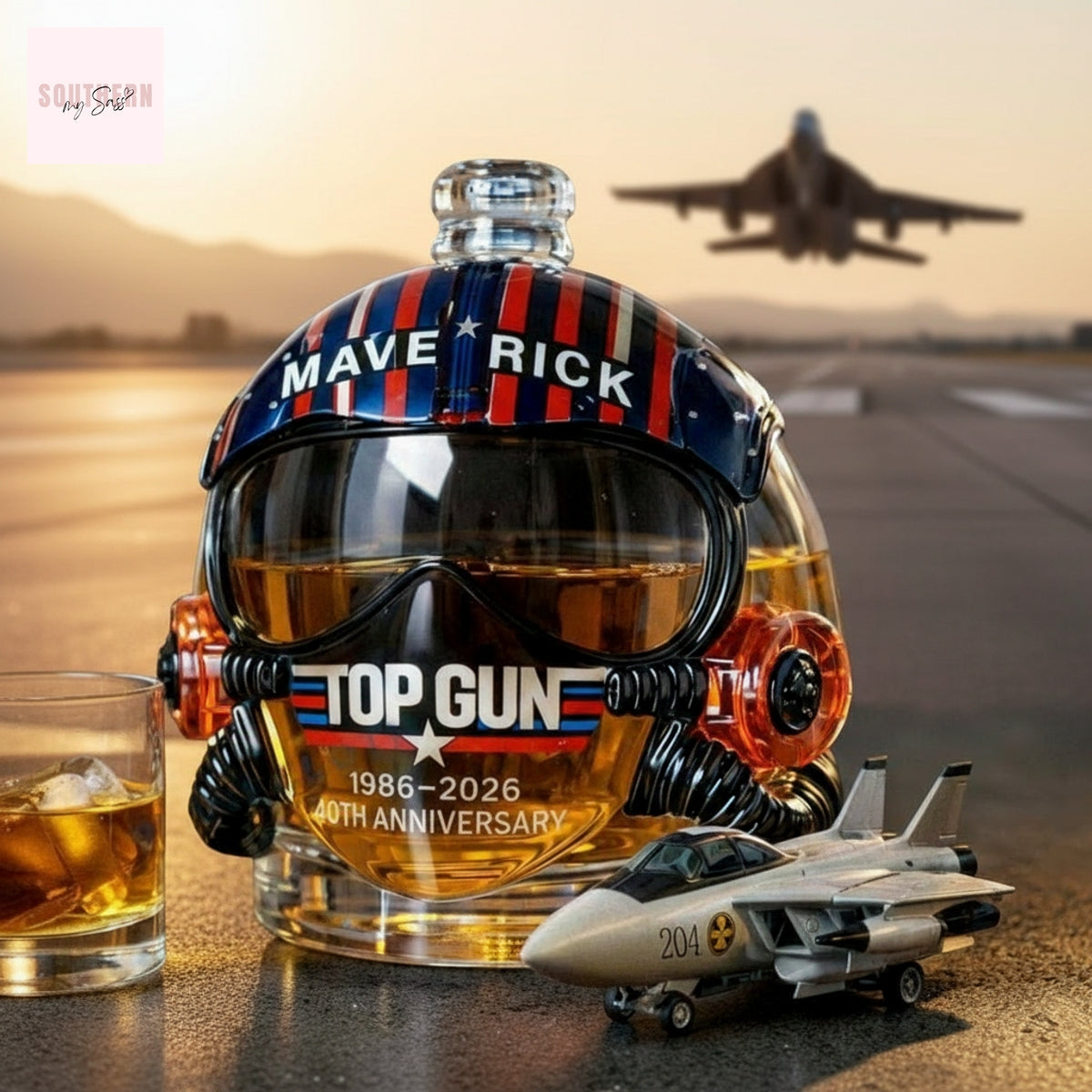 Gun Maverick 40th Anniversary Pilot Helmet Whiskey Bottle