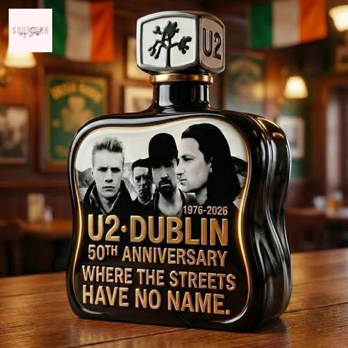 U2 Dublin 50th Anniversary Where The Streets Have No Name Whiskey Bottle