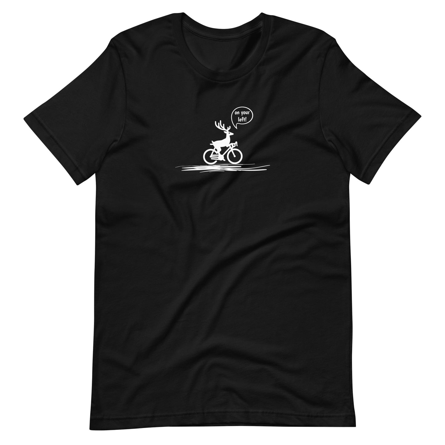 Woodland Cyclist Deer - On Your Left - Unisex T-shirt