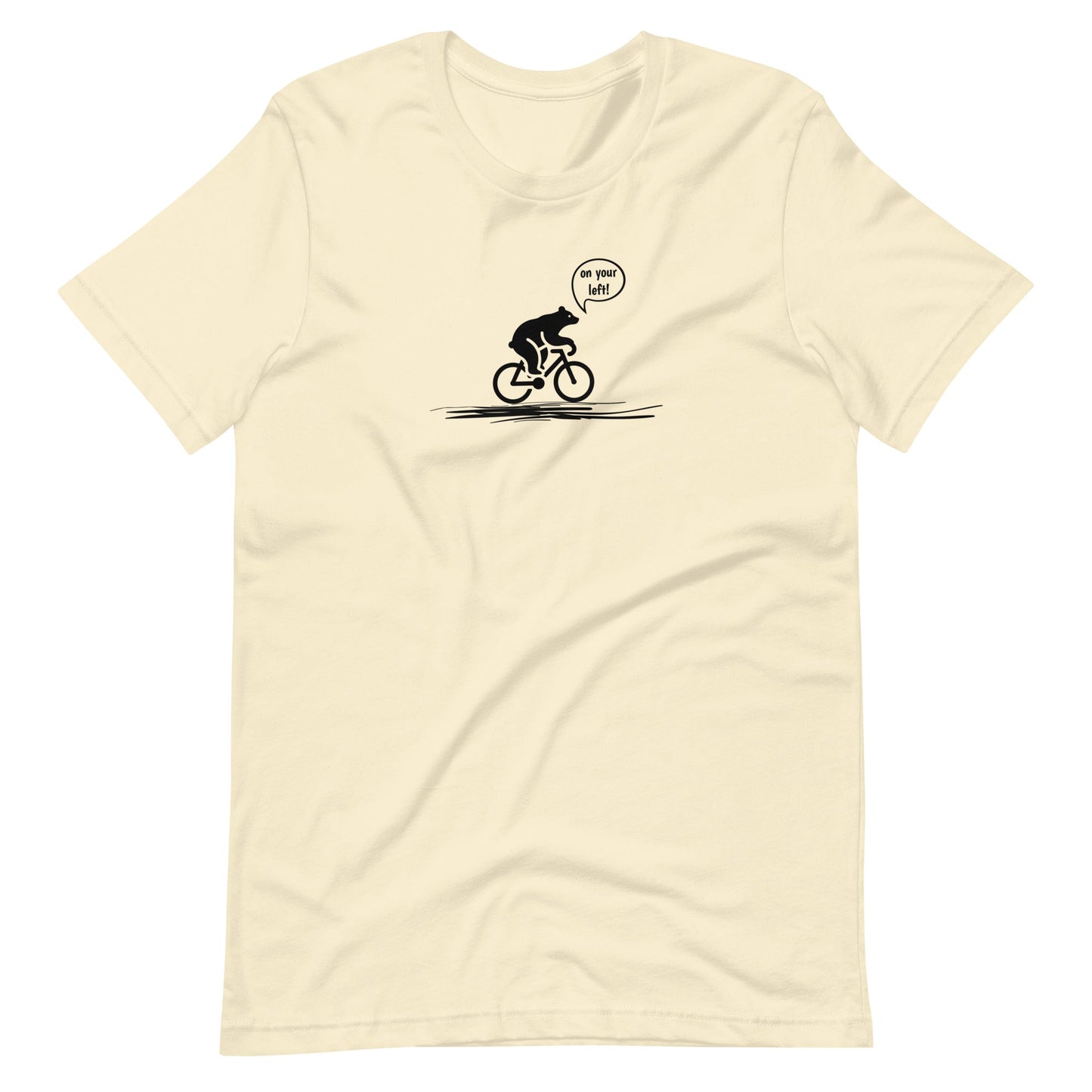 Woodland Cyclist Bear - On Your Left - Unisex T-shirt