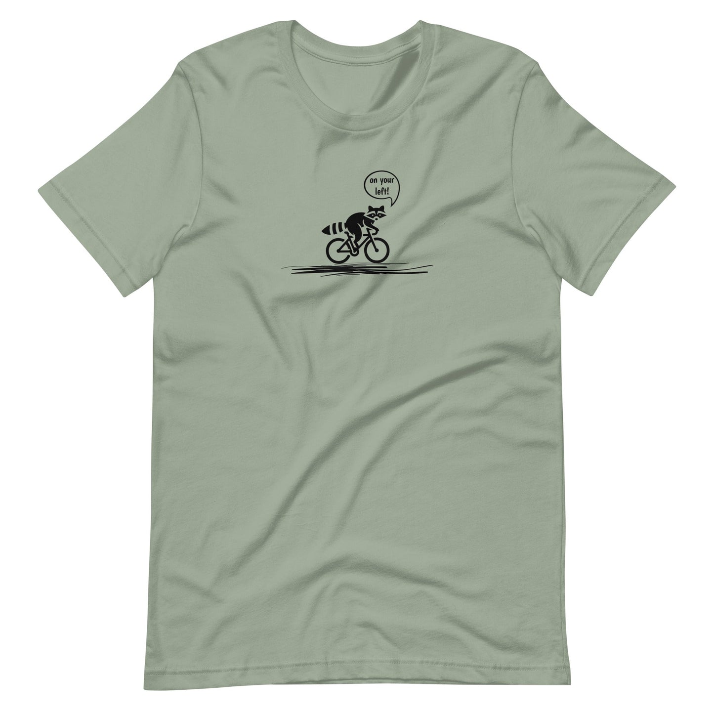 Woodland Cyclist Raccoon - On Your Left - Unisex T-shirt