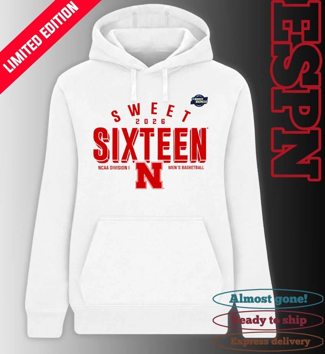 Sweet 16 Nebraska Cornhuskers 2026 NCAA Men’s Basketball T-Shirt