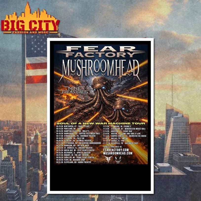 Fear Factory Soul Of A New War Machine Tour 2026 Schedule Tour Dates Poster Shirt
