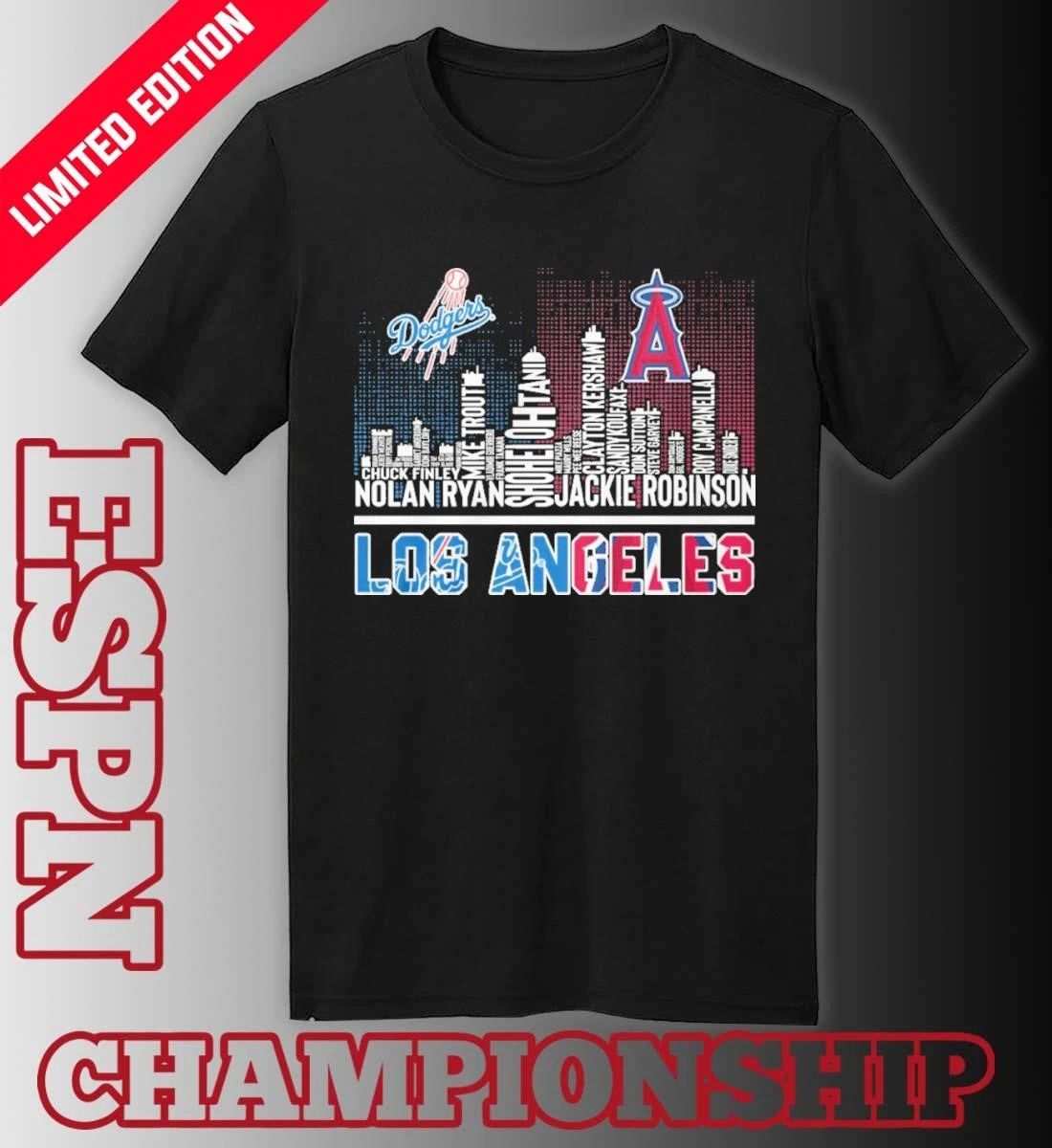 Los Angeles Dodgers And Los Angeles Angels Skyline Players Name Shirt