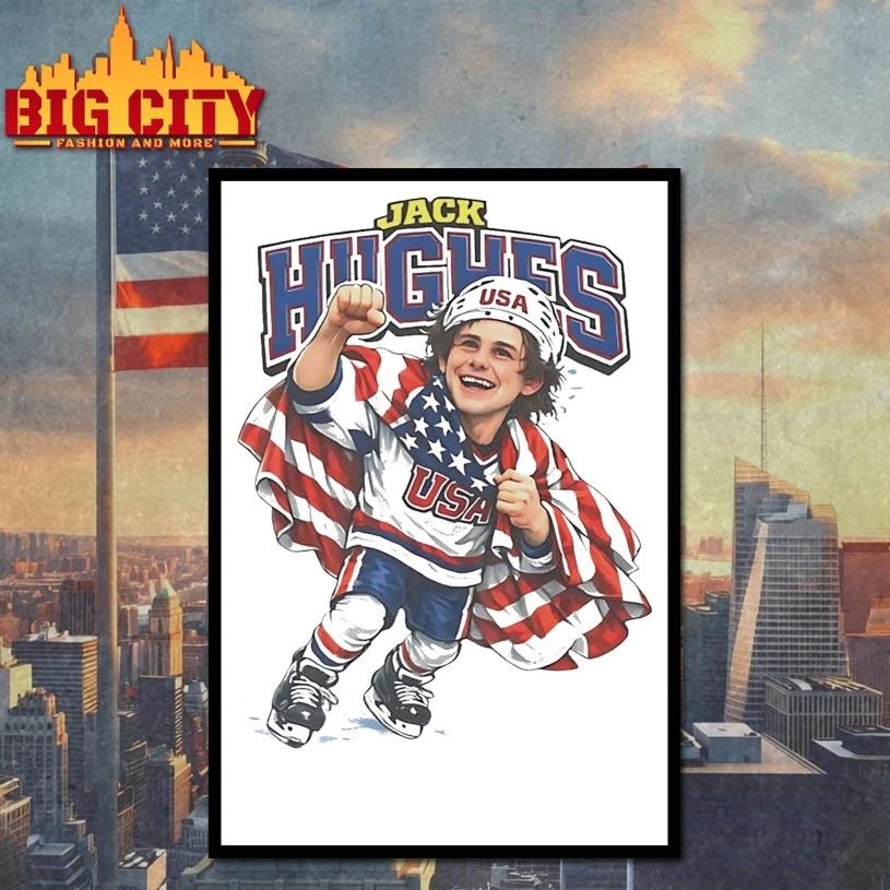 Hockey Jack Hughes Caricature chibi T-shirt