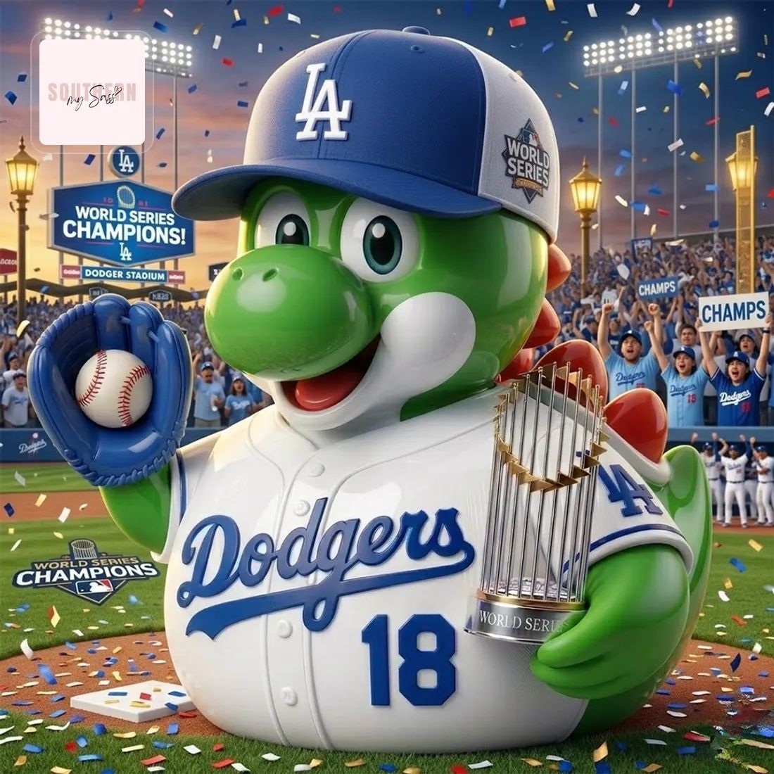 Los Angeles Dodgers Yoshi World Series Champions Rubber Duck