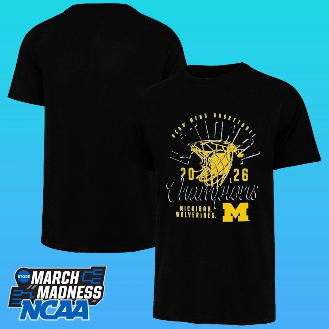 Michigan Wolverines 2026 NCAA Men’s Basketball National Champions Distressed Net Shirt