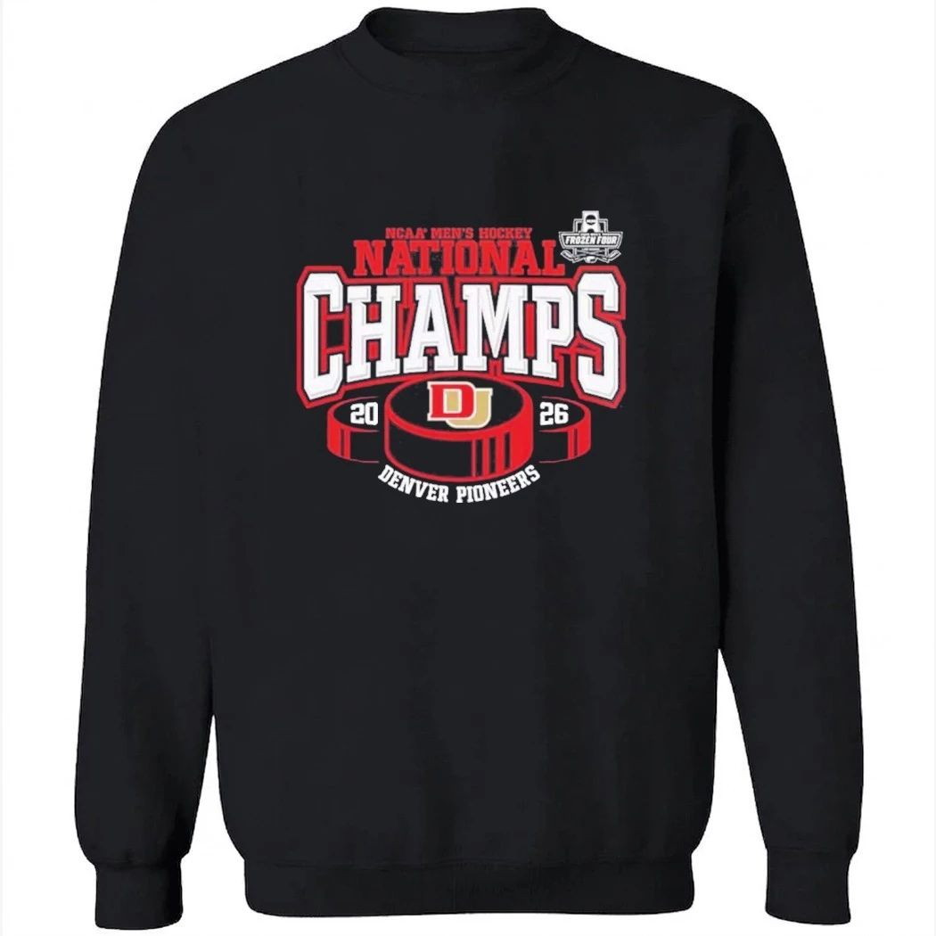Denver Pioneers 2026 NCAA Frozen Four Men’s Ice Hockey National Champions Hockey Puck T-Shirt