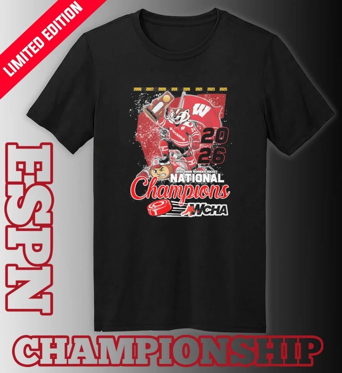 Wisconsin Badgers Mascot Defeat OSU NCAA Frozen Four Women’s Ice Hockey National Champions T-shirt